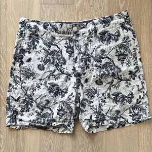 Club Monaco Baxter Linen/Cotton Blend Casual Shorts 6" Blue/White Floral Sz30